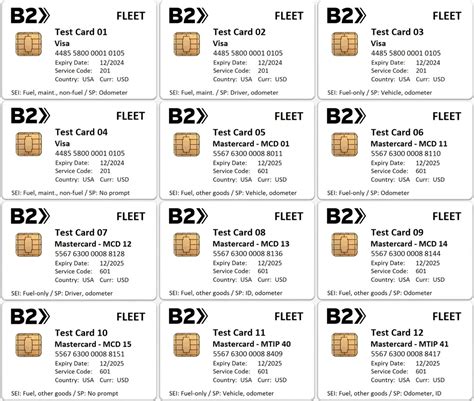 b2 standard test cards